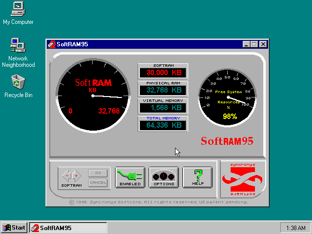 The placebo software that running in Windows 95